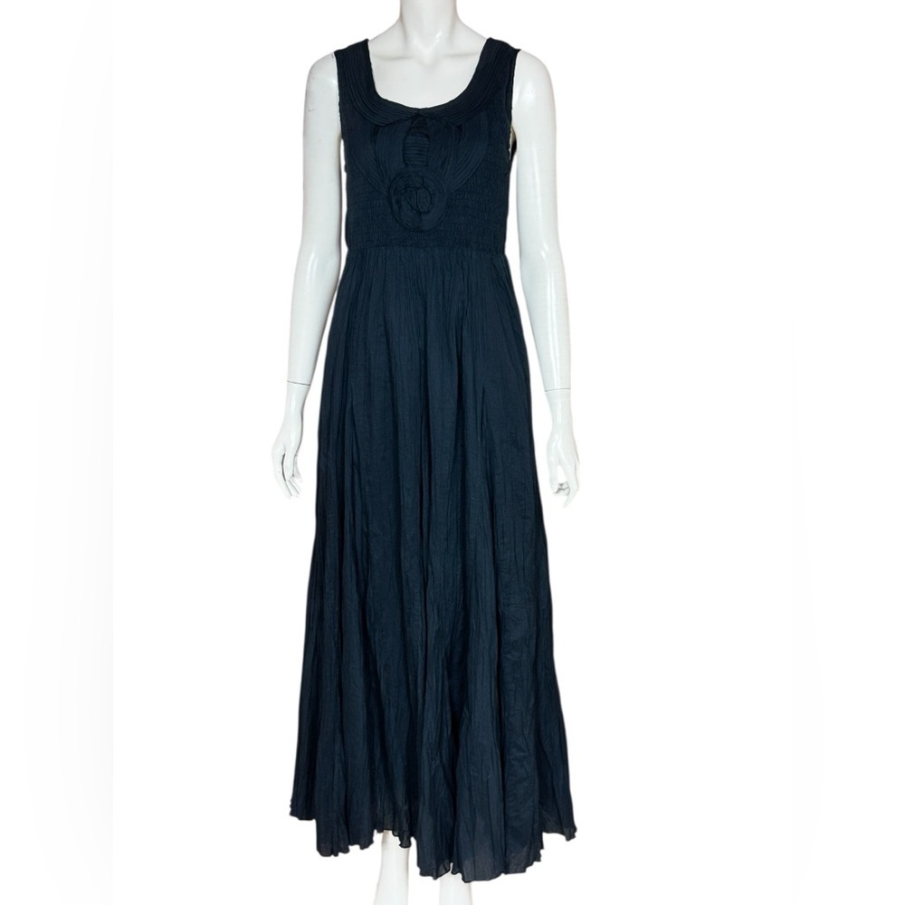 SOFT SURROUNDINGS 100% Cotton Elegant Bohemian Black Maxi Dress Size Small G#25